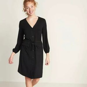 Old Navy Black Ponte Knit Utility Dress